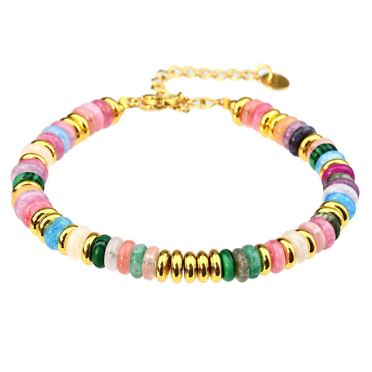 Ins style dopamine colored natural stone bead bracelet for women niche and high-end non fading crystal bracelet